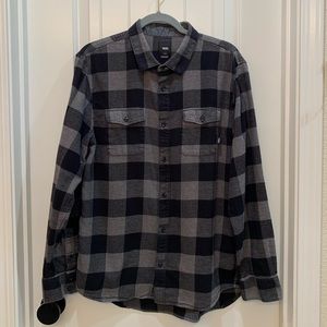 Men’s Vans Long Sleeve Flannel Black & Gray Check Large